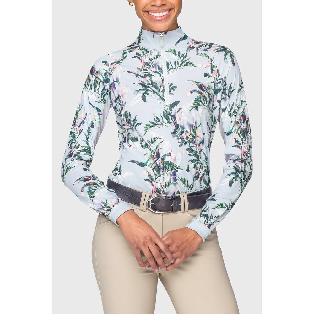 Kastel Denmark Floral 1/4 Zip Pullover Golf Tennis Performance Sun Shirt XL UPF
